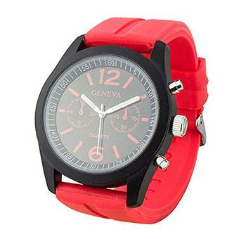 Geneva Unisex Mens Womens Red Silicone Band Quartz Wrist Watch Jelly Watches (Red)- Intl  