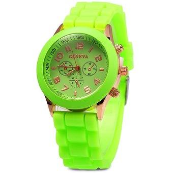 Geneva Women Candy Color Quartz Watch NEON GREEN (Intl)  