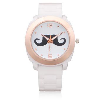 Geneva Women Mustache Patten Silicone Wrist Watch (Intl)  