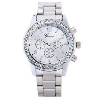 Geneva Women's Bling Crystal Alloy Silver Stainless Steel Wristwatch  