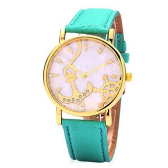 Geneva Women's Green Leather Strap Watch- Intl  