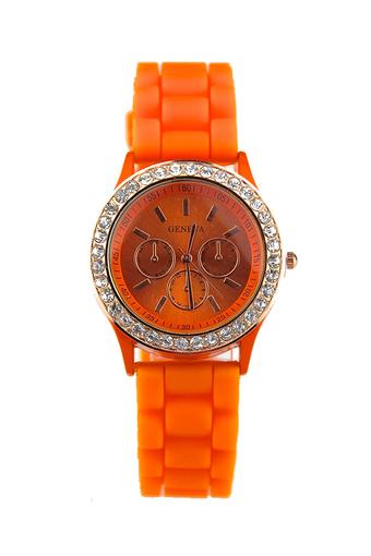 Geneva Women's Orange Silicone Strap Watch  