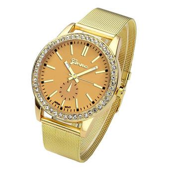 Geneva Women's Stainless Steel Band Roman Quartz Wrist Watch Watches Gold (Intl)  