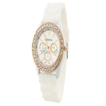 Geneva Women's White Silicone Strap Watch 8723  