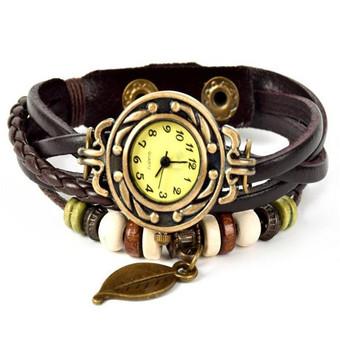 Genuine Leather Vintage Watches (Brown) (Intl)  