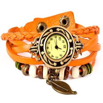 Genuine Leather Vintage Watches (Orange) (Intl)  