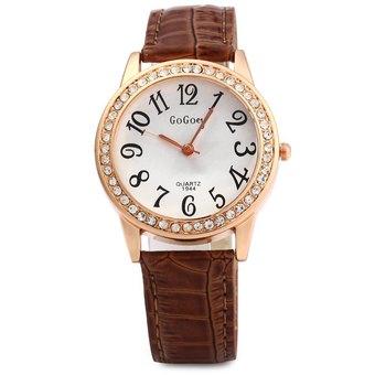 Gogoey 1944 Women Rhinestone Quartz Watch Leather BandCOFFEE (Intl)  