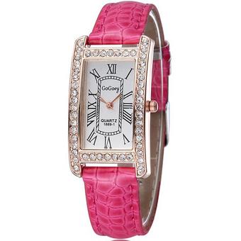 Gogoey - Jam Tangan Wanita - Pink - Strap Leather - Venita Square Watch  