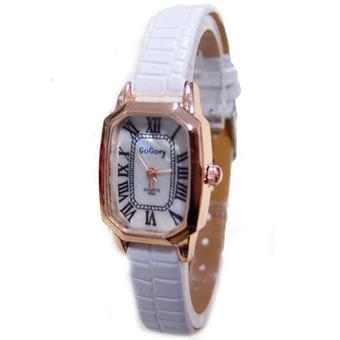 Gogoey - Jam Tangan Wanita - Putih - Strap Leather - Anne Square Watch  