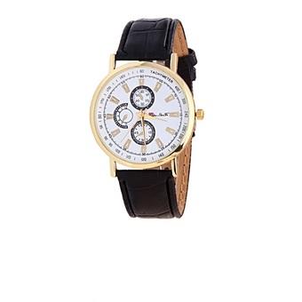 Gracefulvara Fashion Women Men's PU Leather Band Casual Fashion Quartz Wrist Watch (Black)  