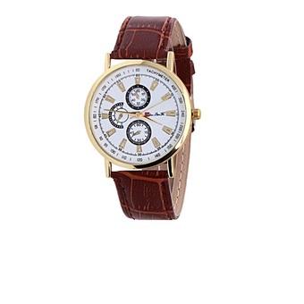 Gracefulvara Fashion Women Men's PU Leather Band Casual Fashion Quartz Wrist Watch (Coffee)  