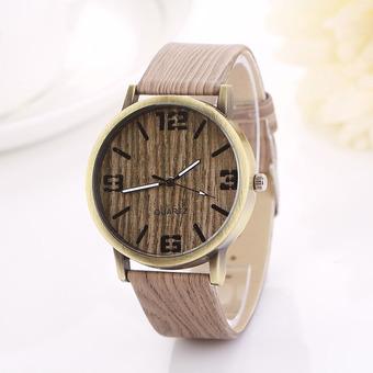 Gracefulvara Womens Vintage Wood Grain Wristwatch Unisex Fashion Quartz Watch  