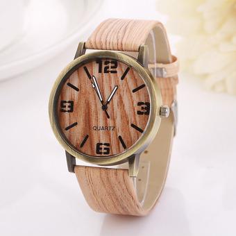 Gracefulvara Womens Vintage Wood Grain Wristwatch Unisex Fashion Quartz Watch - Vertical Stripes  