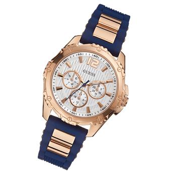 Guess - Jam Tangan Wanita - Rosegold-Putih - Rubber Biru - W0325L8  