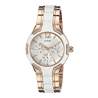 Guess - Jam Tangan Wanita - Rosegold White-Putih - Ring Diamond - W0556L3  