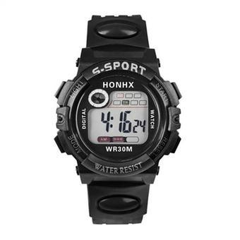 HONHX Jam Tangan Unisex 636269 Strap Rubber Digital LED WR30M- Hitam  