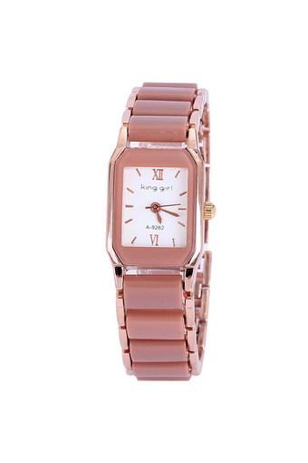 HYK Ceramic Dial Ladies Watch - Jam Tangan Wanita - Coffee - Alloy Strap - 15000401  