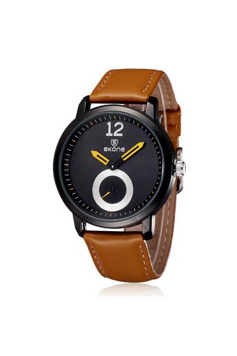 HYK Jam Tangan Pria - Cokelat - Strap Kulit - Skone 5015 - Intl  