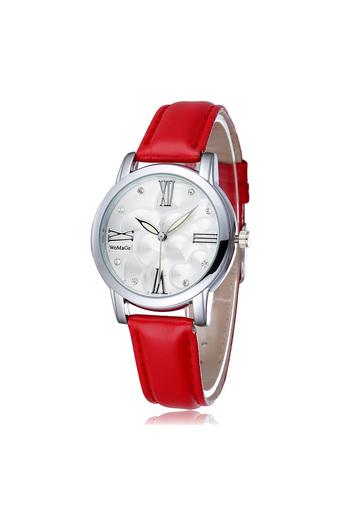 HYK Jam Tangan Wanita Kasual - merah - PU Leather Strap 2164  