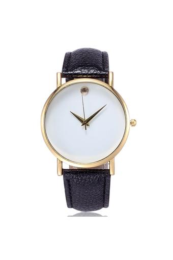 HYK jam tangan wanita -Hitam- Strap Kulit 1582  