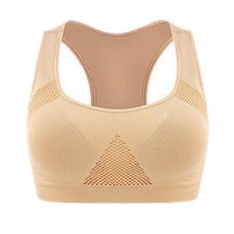 Hang-Qiao Women Absorb Sweat Sports Bra Fitness Tops Skin Color  