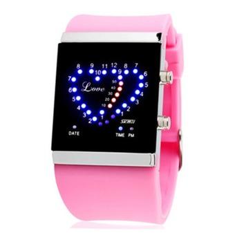 Heart-shaped LED Waterproof Couple Creative Fashion Wristwatches(Pink)(INTL)  