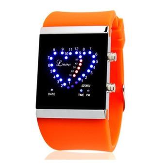 Heart-shaped LED Waterproof Couple Creative Fashion Wristwatches(Orange)(INTL)  