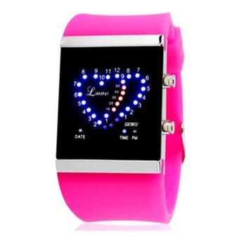 Heart-shaped LED Waterproof Couple Creative Fashion Wristwatches(Red)(INTL)  