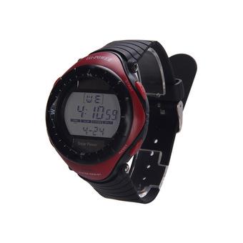 Hi Power Round Dial Digital Waterproof Sports Solar Power Watch 0405 Red  