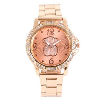 Hot Bear Women Brand Gold Stainless Crystal Quartz Wristwatch Rosegold (Intl)  