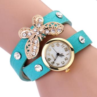 Hot Sale Casual Dress Watch Leather Bracelet Quartz Wristwatch Blue (Intl)  