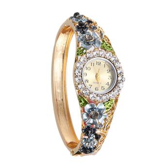 Hot Sale Fashion Gold Plated Diamond Flower Lace Shining Wristwatch NO.6 (Intl)  