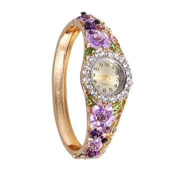 Hot Sale Fashion Gold Plated Diamond Flower Lace Shining Wristwatch NO.4 (Intl)  