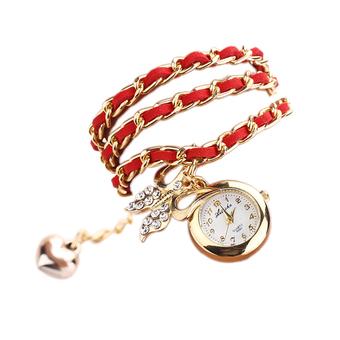 Hot Sale Women Luxury Brand Handmade Braided Bracelet Wristwatch Red (Intl)  