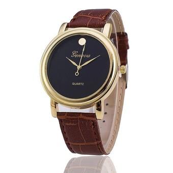 Hot Selling Casual Luxury Leather Strap Quartz Watches Women Wristwatch (Brown with Black) (Intl)  