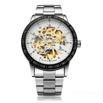 IK Mechanical Stainless Steel Skeleton Dial Gold Men Wrist Watch (Black)- Intl  