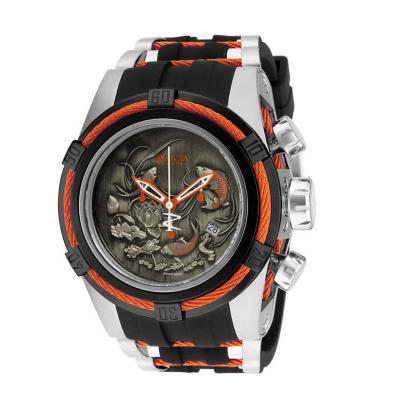 Invicta Bolt Men 53mm Case Steel, Black, Orange Stainless Steel, Polyurethane Strap Black, Orange Dial Quartz Watch 14193 - Hitam