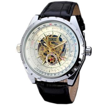 JARAGAR Charm Men's Skeleton Automatic Mechanical Black Leather Strap Mens Sport Wrist Watch (Intl)  