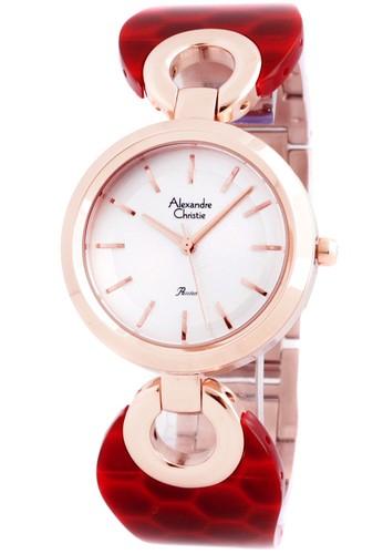 Jam Tangan Wanita - Alexandre Christie 2539 LH - Stainless Steel Kombonasi Mika - Merah Rosegold