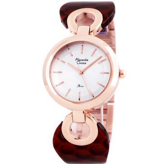 Jam Tangan Wanita - Alexandre Christie 2539 LH - Stainless Steel Kombonasi Mika - Merah tua Rosegold  