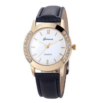 JinGle Geneva Fashion Women Classic Diamond Watches Analog Leather Quartz Wrist Watch (Black) (Intl)  