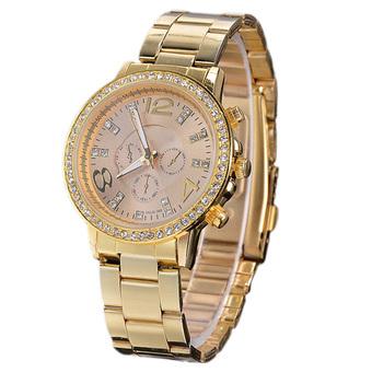 JinGle New Fashion Casual Watch for Women's Wristwatch Crystal Hours Steel Case Ladies Quartz(Gold) (Intl)  