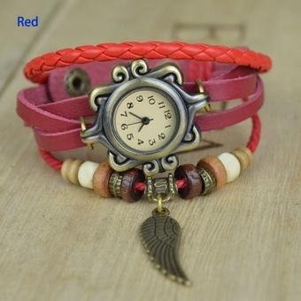 Jo.In 5 Colors Quartz Weave Wrap Synthetic Leather Bracelet Women Wrist Watch (Orange)  