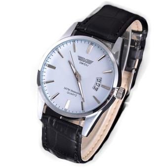 Jo.In Leisure Leather Quartz Date Mens Wrist Watch (White)  