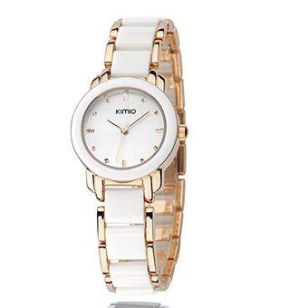 KIMIO K455L Fashion Ladies Quartz Wristwatches Stainless Steel White mix Golden - Intl  