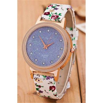 Korean Rural Style Flower Band Rhinestone Quartz Women's Watch LC224 Purple  