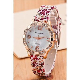 Korean Rural Style Flower Thin Cloth Strap Rhinestone Women's Watch LC239 Colorful  