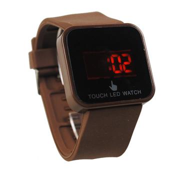 LED Touch Screen Sport Digital Unisex Silicone Strap Brown (Intl)  