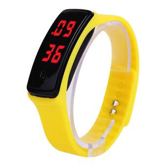 LED Watch 2015 Fashion Sport Digital Watch Silicone Running Bracelet Watch for Women Men Kids Wristwatch Relogio Feminino Clock (Yellow) - Intl  