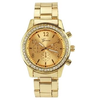 Ladies Women Girl Stainless Steel Analog Quartz Wrist Watch (Gold)  